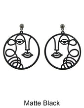 Load image into Gallery viewer, Picasso Face Self Portrait Design Drop Dangle Post Earrings