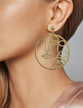 Load image into Gallery viewer, Picasso Face Self Portrait Design Drop Dangle Post Earrings