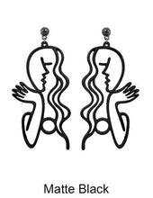 Load image into Gallery viewer, Picasso Face Girl Before a Mirror  Design Drop Dangle Post Earrings