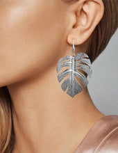 Load image into Gallery viewer, Monstera earrings Tropical plant Leaf earring Nature inspired floral leaves Hook earrings