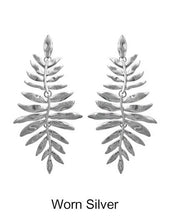 Load image into Gallery viewer, Evergreen leave earrings Laurel leave earrings Falling Needle leaf plant Leaf earring Nature inspired Post Earrings