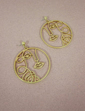 Load image into Gallery viewer, Picasso Face Self Portrait Design Drop Dangle Post Earrings