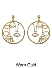 Load image into Gallery viewer, Picasso Face Self Portrait Design Drop Dangle Post Earrings