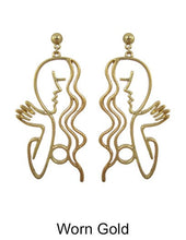 Load image into Gallery viewer, Picasso Face Girl Before a Mirror  Design Drop Dangle Post Earrings