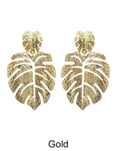 Load image into Gallery viewer, Monstera earrings Tropical plant Leaf earring Nature inspired floral leaves Post earrings
