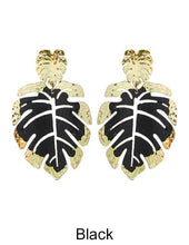 Load image into Gallery viewer, Monstera earrings Tropical plant Leaf earring Nature inspired floral leaves Post earrings