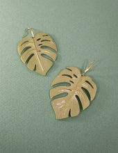 Load image into Gallery viewer, Monstera earrings Tropical plant Leaf earring Nature inspired floral leaves Hook earrings