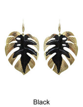 Load image into Gallery viewer, Monstera earrings Tropical plant Leaf earring Nature inspired floral leaves Hook earrings