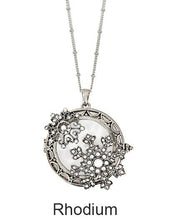Load image into Gallery viewer, Snowflake 6 Times Magnifier Magnifying Glass Top Side open Magnet Pendant Necklace, 30 inch plus 3 inch