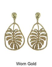 Load image into Gallery viewer, Monstera earrings Tropical plant Leaf earring Nature inspired floral leaves Post earrings