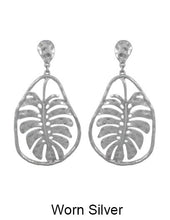 Load image into Gallery viewer, Monstera earrings Tropical plant Leaf earring Nature inspired floral leaves Post earrings