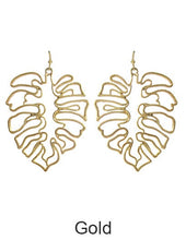 Load image into Gallery viewer, Monstera earrings Tropical plant Leaf earring Nature inspired floral leaves Long drop earrings