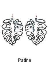 Load image into Gallery viewer, Monstera earrings Tropical plant Leaf earring Nature inspired floral leaves Long drop earrings