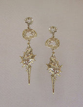 Load image into Gallery viewer, Abstract Metal Conch Shell Dangle Drop Post Earrings