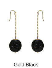 Load image into Gallery viewer, Rattan Earring, Bamboo Ball with long Chain Earring, Hand Woven Earring, Natural Woven earring, Straw earring Hook Earrings