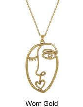 Load image into Gallery viewer, Picasso Face Wired Design Necklace 17 inch plus 3 inch
