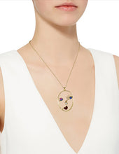 Load image into Gallery viewer, Picasso Face Evil Eye Color Stone Wired Necklace