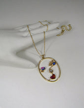 Load image into Gallery viewer, Picasso Face Evil Eye Color Stone Wired Necklace