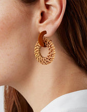 Load image into Gallery viewer, Rattan Earring, Hand Woven Earring, Natural Woven earring, Straw earring, Round Hook Earrings
