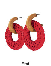 Load image into Gallery viewer, Rattan Earring, Hand Woven Earring, Natural Woven earring, Straw earring, Round Hook Earrings