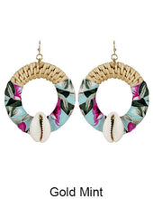 Load image into Gallery viewer, Rattan Earring, Fabric Earring, Wrap Earring, Hand Woven Earring, Natural Woven earring, Straw earring, Round shape earrings,  Post Earrings