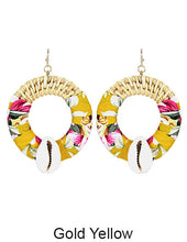 Load image into Gallery viewer, Rattan Earring, Fabric Earring, Wrap Earring, Hand Woven Earring, Natural Woven earring, Straw earring, Round shape earrings,  Post Earrings