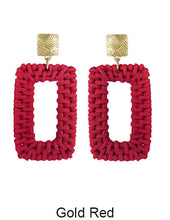 Load image into Gallery viewer, Rattan Earring Hand Woven Earring, Natural Woven earring, Straw earring, Rectangular shape earrings,  Post Earrings