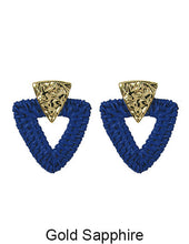Load image into Gallery viewer, Rattan Earring Hand Woven Earring, Natural Woven earring, Straw earring, Hammed Triangle earring, Geometric earrings, Stud Earrings