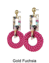 Load image into Gallery viewer, Rattan Earring Hand Woven Earring, Natural Woven earring, Straw earring, Geometric earrings, Acetate earring, Hook Earrings