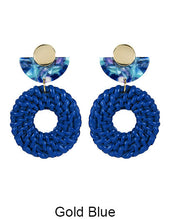 Load image into Gallery viewer, Rattan Earring Hand Woven Earring, Natural Woven earring, Straw earring, Geometric earrings, Acetate earring, Hook Earrings