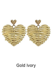 Load image into Gallery viewer, Rattan Earring Hand Woven Earring, Natural Woven earring, Straw earring, Geometric earrings, Heart earring, Post Earrings