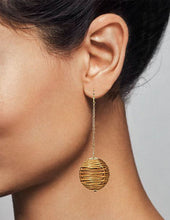 Load image into Gallery viewer, Rattan Earring, Bamboo Ball with long Chain Earring, Hand Woven Earring, Natural Woven earring, Straw earring Hook Earrings