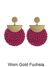 Load image into Gallery viewer, Rattan Earring Hand Woven Earring, Natural Woven earring, Straw earring, Geometric earrings, Post Earrings