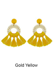 Load image into Gallery viewer, Rattan Earring Hand Woven Earring, Natural Woven earring, Straw earring, Geometric earrings, Tassel earring, Post Earrings