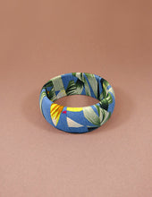 Load image into Gallery viewer, Tropical Fabric Wrap Wood Large Wide Bangle Bracelets