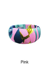 Load image into Gallery viewer, Tropical Fabric Wrap Wood Large Wide Bangle Bracelets