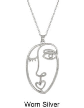 Load image into Gallery viewer, Picasso Face Wired Design Necklace 17 inch plus 3 inch