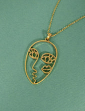 Load image into Gallery viewer, Picasso Face with Kiss Wired  Design Necklace 17 inch plus 3 inch