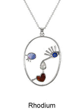 Load image into Gallery viewer, Picasso Face Evil Eye Color Stone Wired Necklace