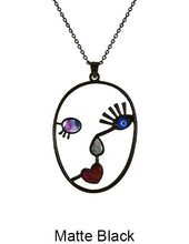 Load image into Gallery viewer, Picasso Face Evil Eye Color Stone Wired Necklace