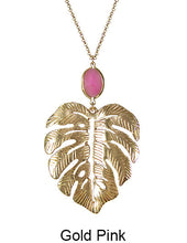 Load image into Gallery viewer, Monstera Necklace Tropical plant Leaf Necklace Nature floral leaves Necklace with Natural stone, 30 inch plus 3 inch