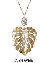 Load image into Gallery viewer, Monstera Necklace Tropical plant Leaf Necklace Nature floral leaves Necklace with Natural stone, 30 inch plus 3 inch