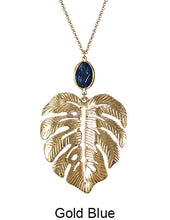 Load image into Gallery viewer, Monstera Necklace Tropical plant Leaf Necklace Nature floral leaves Necklace with Natural stone, 30 inch plus 3 inch