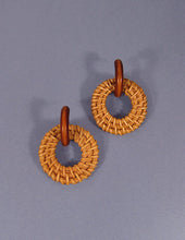 Load image into Gallery viewer, Rattan Earring, Hand Woven Earring, Natural Woven earring, Straw earring, Round Hook Earrings