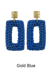 Load image into Gallery viewer, Rattan Earring Hand Woven Earring, Natural Woven earring, Straw earring, Rectangular shape earrings,  Post Earrings
