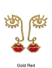 Load image into Gallery viewer, Picasso Face earrings, Eye earrings, lips earring, Abstract earring, Drop Dangle Post Earring