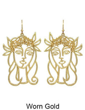 Load image into Gallery viewer, Picasso Face earring, A Girl with Flower Crown earring Drop Dangle Hook Earring