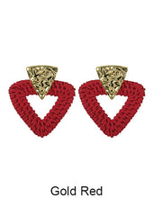 Load image into Gallery viewer, Rattan Earring Hand Woven Earring, Natural Woven earring, Straw earring, Hammed Triangle earring, Geometric earrings, Stud Earrings