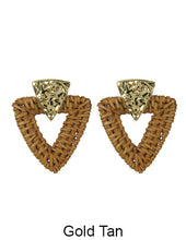 Load image into Gallery viewer, Rattan Earring Hand Woven Earring, Natural Woven earring, Straw earring, Hammed Triangle earring, Geometric earrings, Stud Earrings