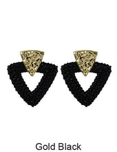 Load image into Gallery viewer, Rattan Earring Hand Woven Earring, Natural Woven earring, Straw earring, Hammed Triangle earring, Geometric earrings, Stud Earrings